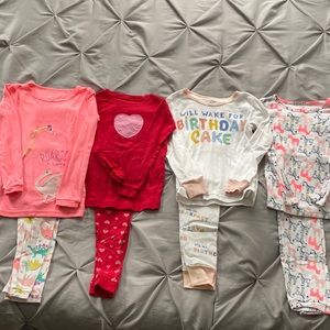Girls size 5 long sleeve/long pants pajamas bundle of 4